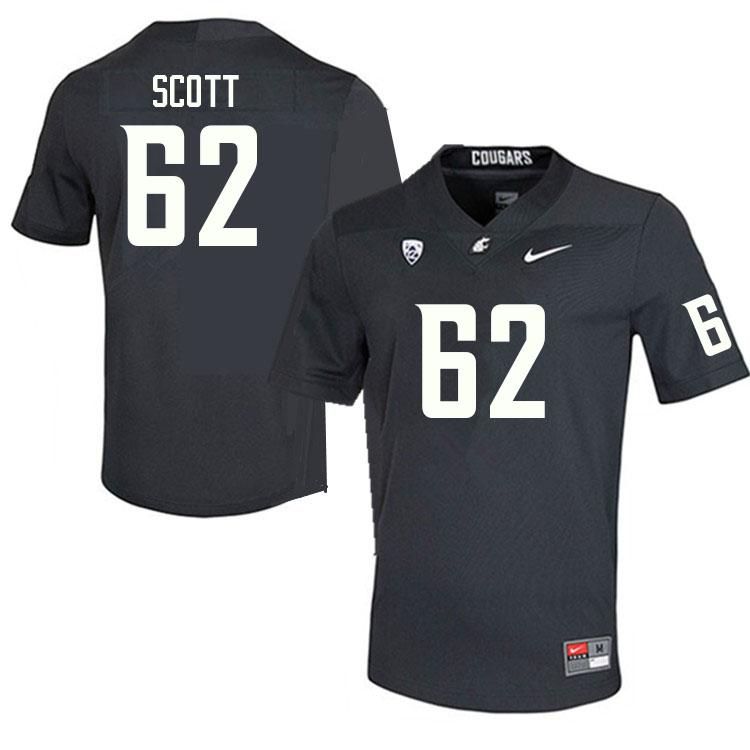 Men #62 Cole Scott Washington State Cougars College Football Jerseys Sale-Charcoal